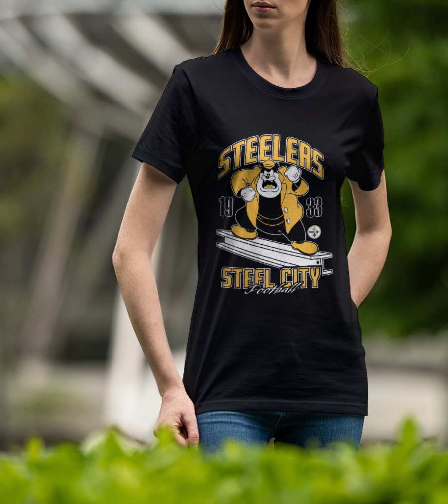 Pittsburgh Steelers 1933 Steel City Football Cartoon Beam T-Shirt