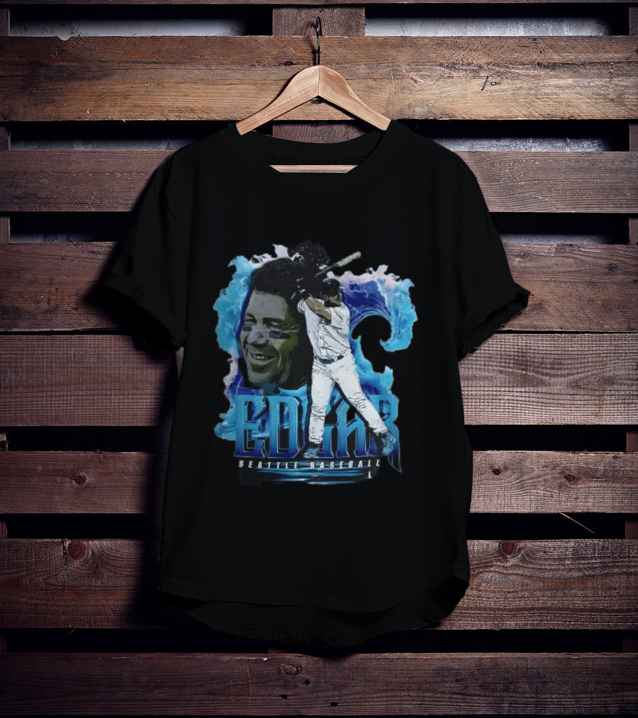 Edgar Seattle Baseball Batter Swinging Water Splash Bootleg T-Shirt
