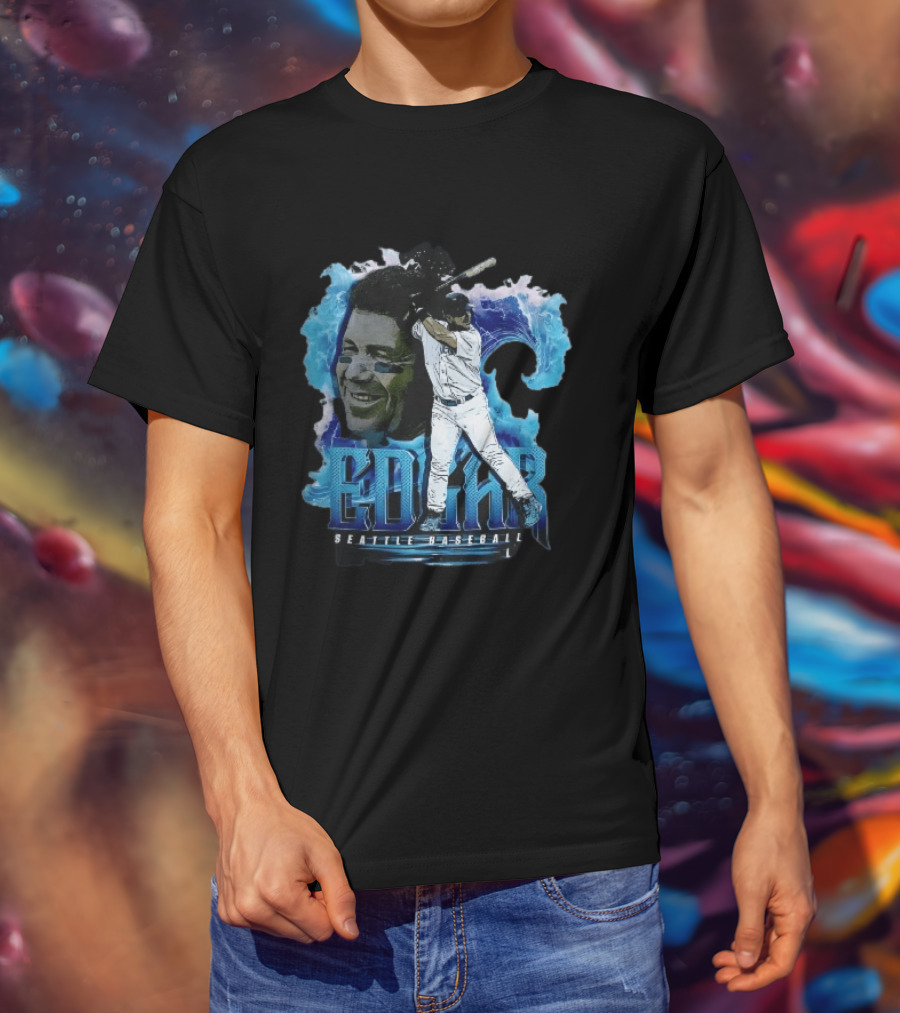 Edgar Seattle Baseball Batter Swinging Water Splash Bootleg T-Shirt