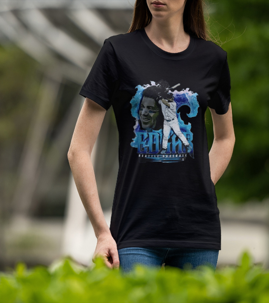 Edgar Seattle Baseball Batter Swinging Water Splash Bootleg T-Shirt