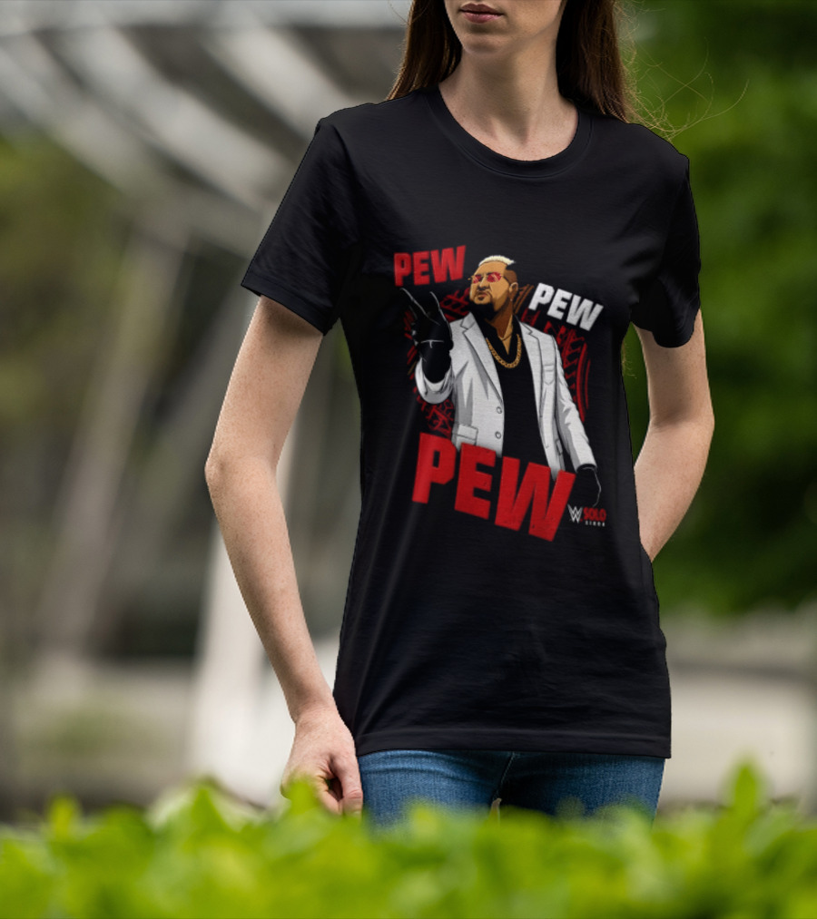 Solo Sikoa Pew Pew WWE Finger Guns White Suit Red Glasses T-Shirt