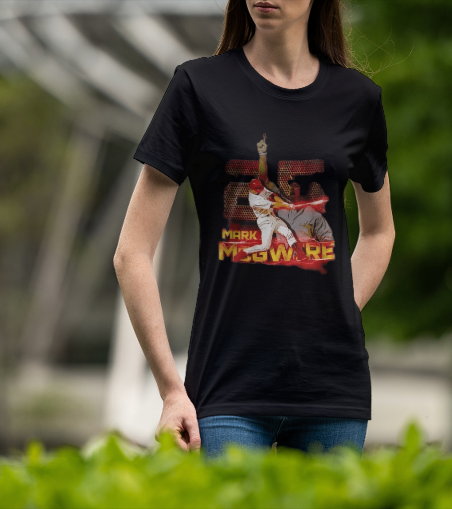 Mark McGwire Baseball Dynamic Red Lightning Swing T-Shirt