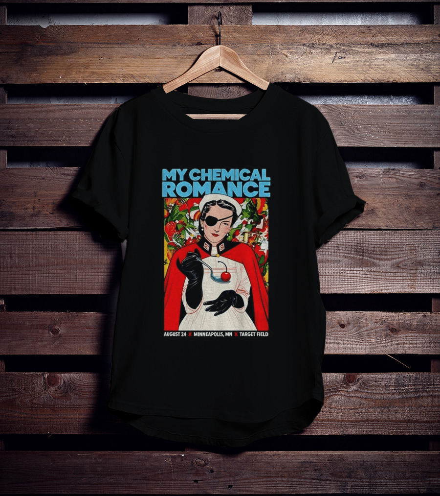 My Chemical Romance Nurse Eye Patch Cherry August 24 Minneapolis Target Field T-Shirt