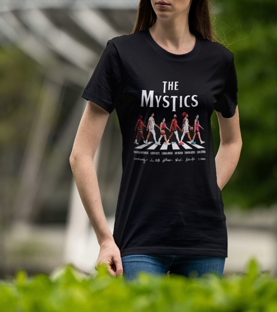 The Mystics WNBA Players Walking Crosswalk Michaela Onyenwere Lauren Betts Signatures T-Shirt