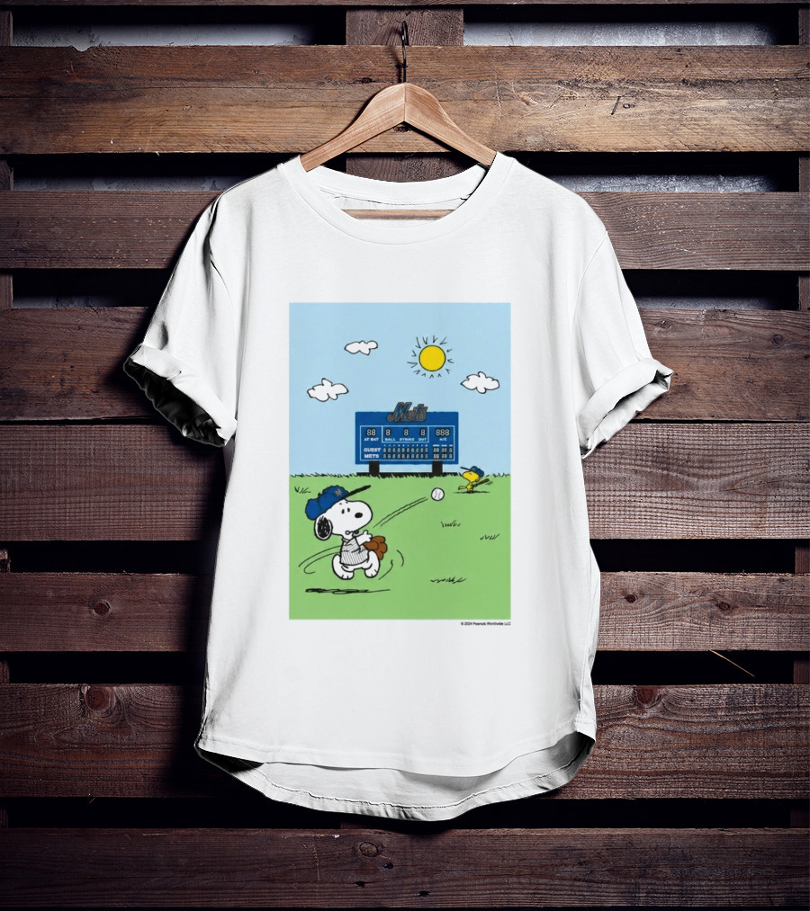 2026 Mets Snoopy Woodstock Baseball Game Scoreboard T-Shirt