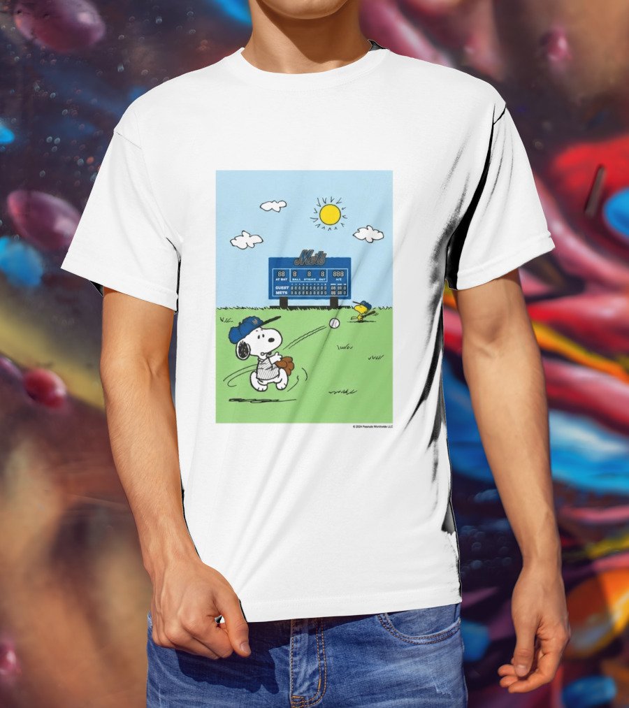 2026 Mets Snoopy Woodstock Baseball Game Scoreboard T-Shirt