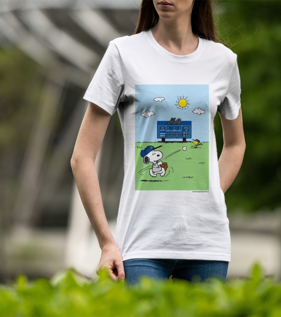 2026 Mets Snoopy Woodstock Baseball Game Scoreboard T-Shirt