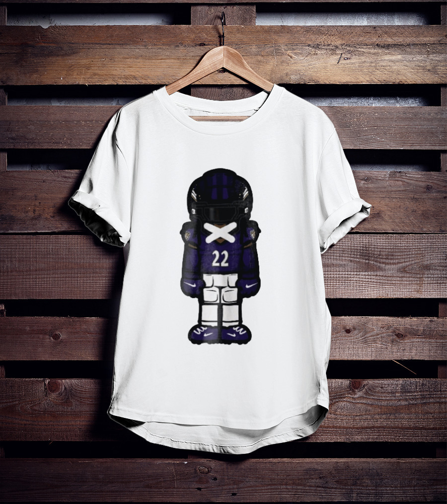 Baltimore Ravens Number 22 Cartoon Character Purple Uniform Football Player T-Shirt