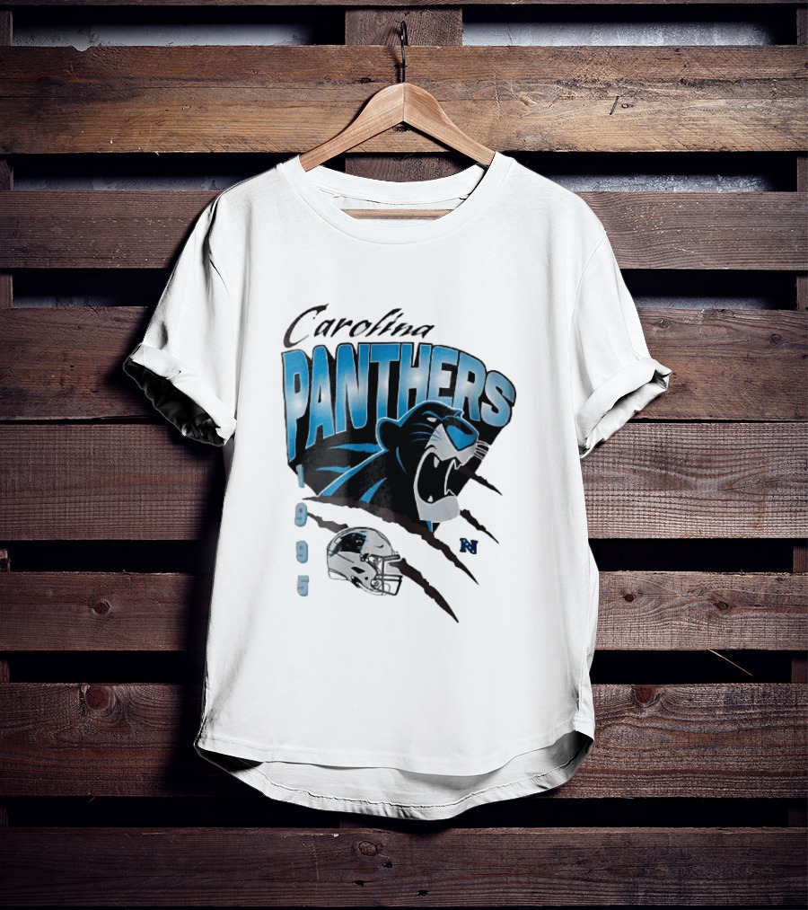 Carolina Panthers 1995 Roaring Head Claw Marks Football Helmet T-Shirt