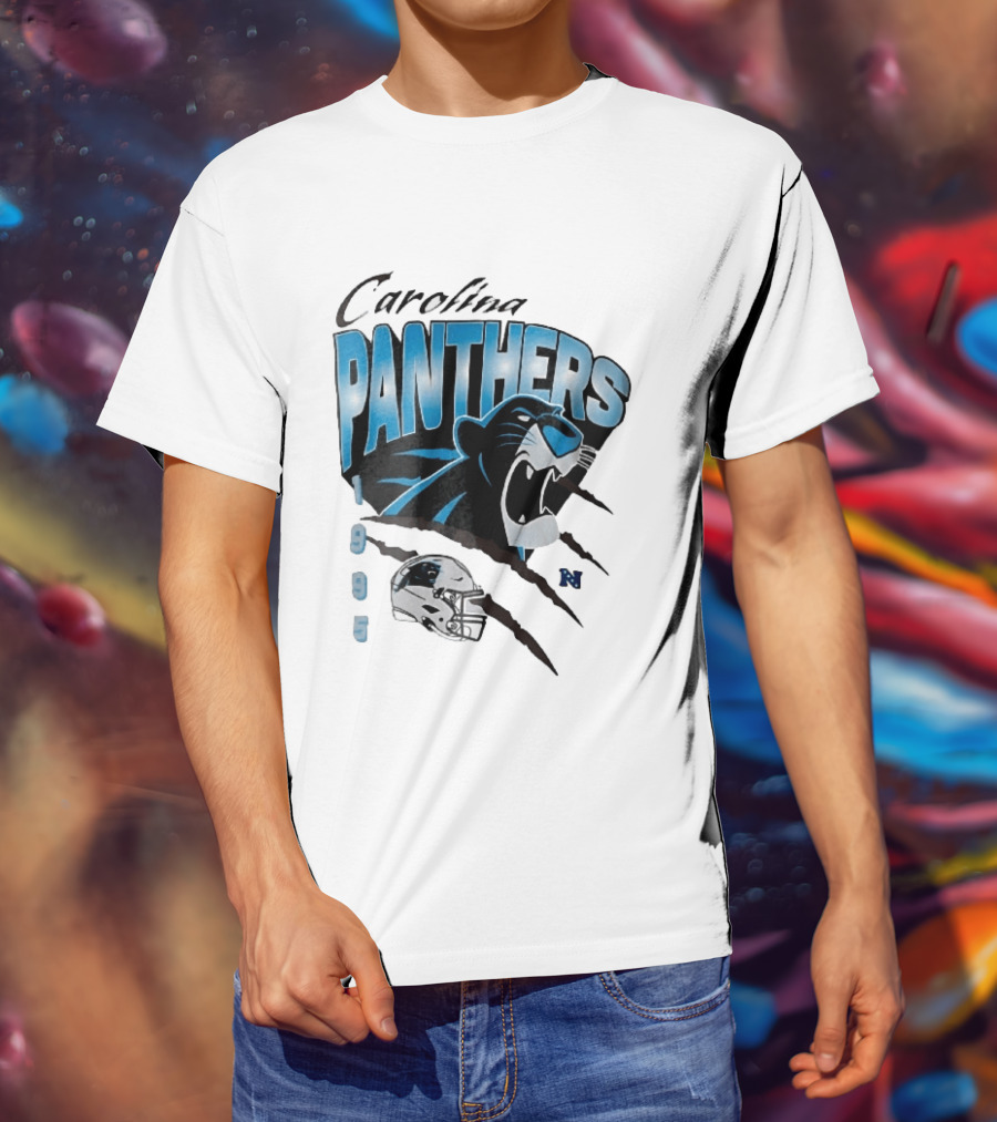 Carolina Panthers 1995 Roaring Head Claw Marks Football Helmet T-Shirt
