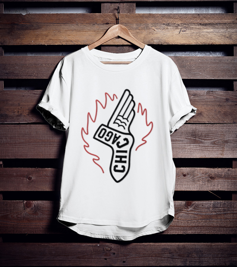 Chicago Winged Sock Baseball Flame T-Shirt