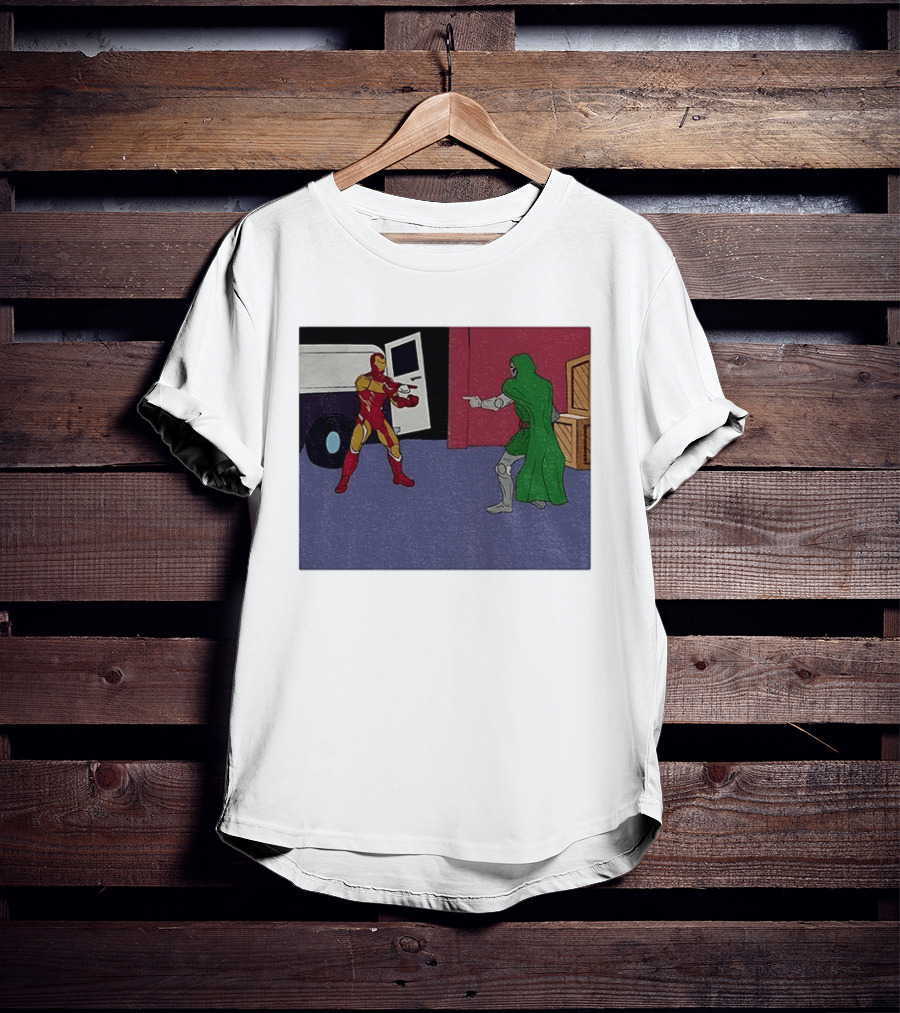 Doctor Doom Vs Ironman Pointing Meme Standoff T-Shirt