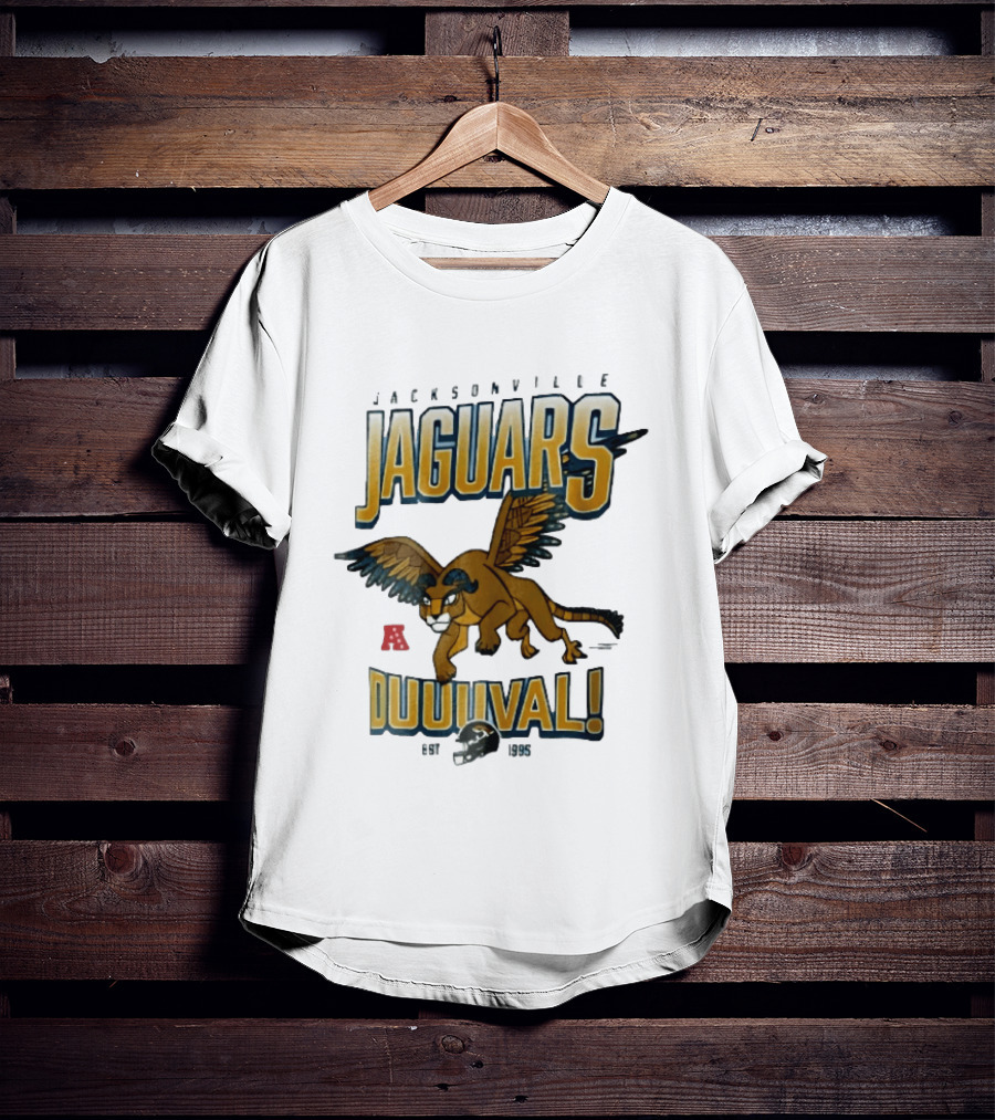 Jacksonville Jaguars Duuuval Winged Creature Est 1995 Football Helmet Cartoon T-Shirt