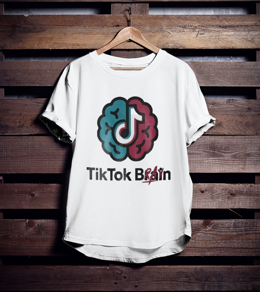 TikTok Brain Rot Teal Pink Hemispheres Music Note T-Shirt