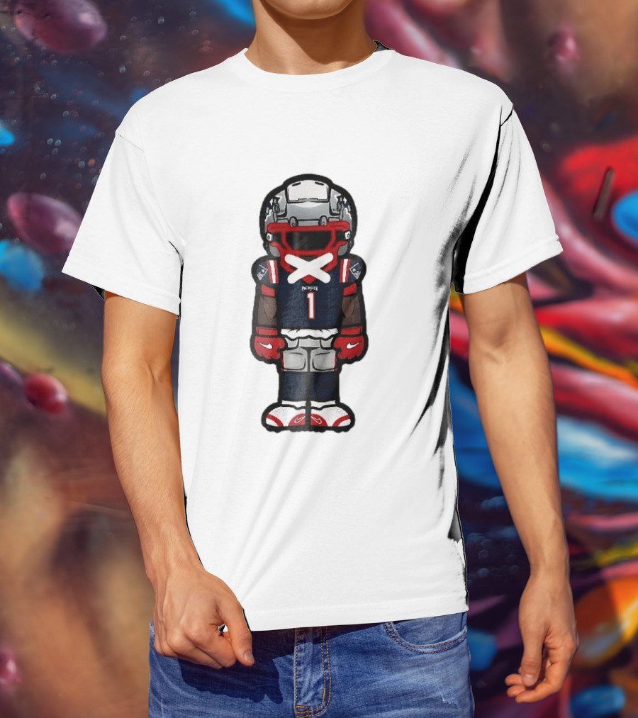 Patriots Chibi Player Jersey Number 1 Cartoon Football T-Shirt