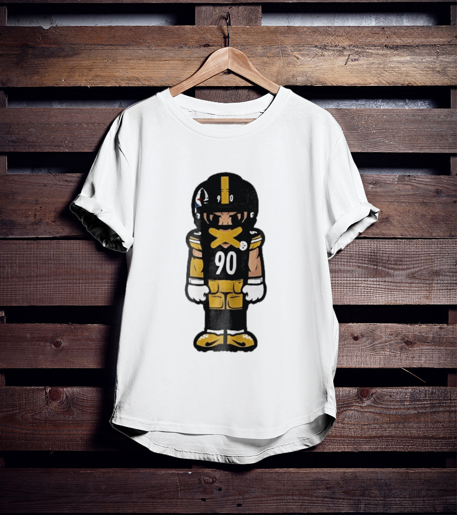 Pittsburgh Steelers 90 Cartoon Football Player Yellow Tape Mouth Iconic Team T-Shirt
