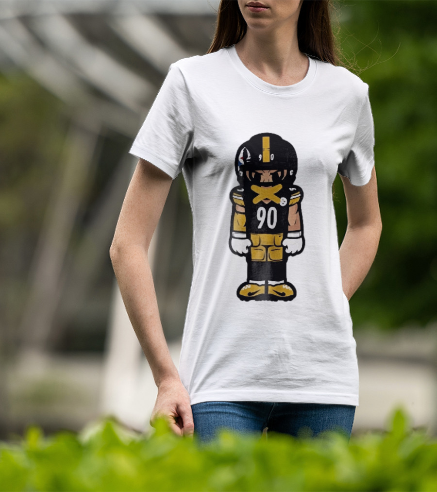 Pittsburgh Steelers 90 Cartoon Football Player Yellow Tape Mouth Iconic Team T-Shirt