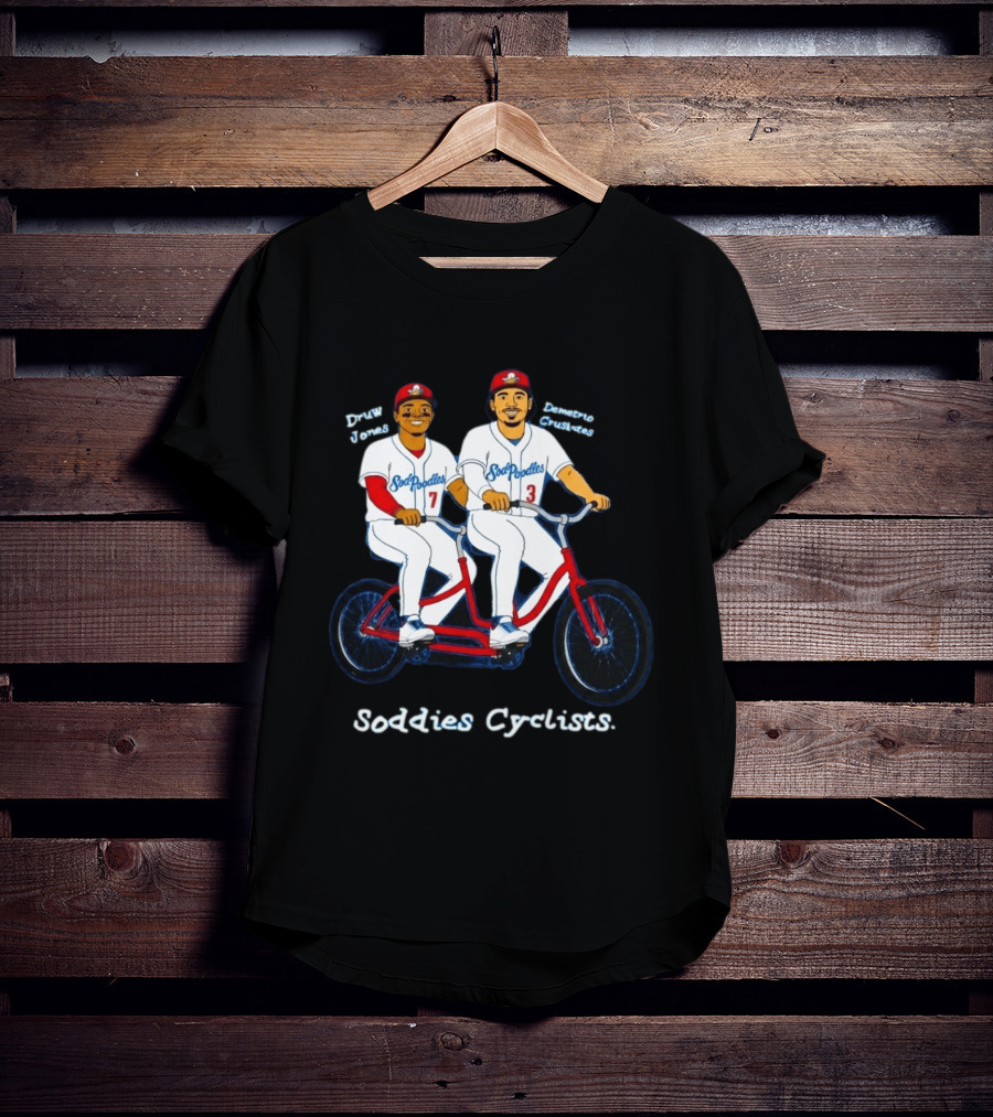 Soddies Cyclists Drew Jones Demelio Crisantes Amarillo Sod Poodles Tandem Bike T-Shirt