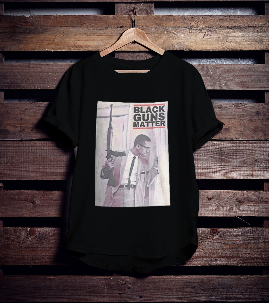 Black Guns Matter Malcolm X Holding Rifle Sketch T-Shirt
