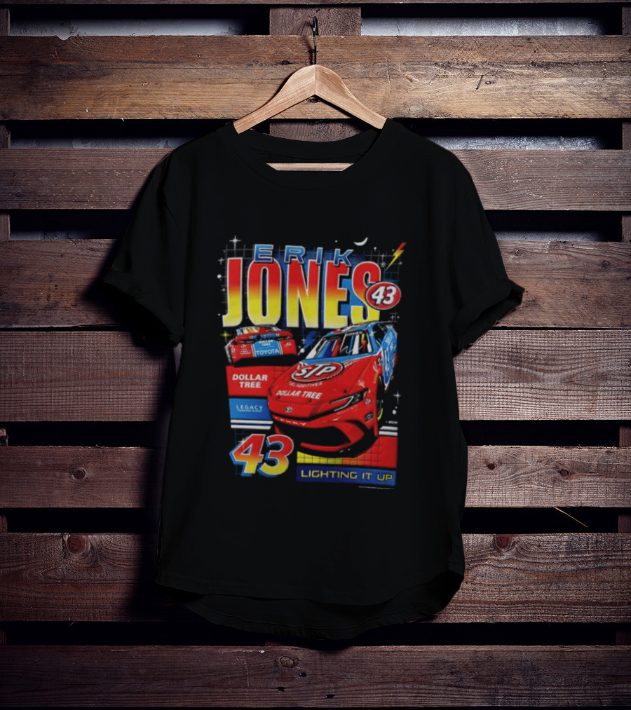 Erik Jones 43 Dollar Tree Toyota Legacy Motor Club Lighting It Up Racing Car T-Shirt