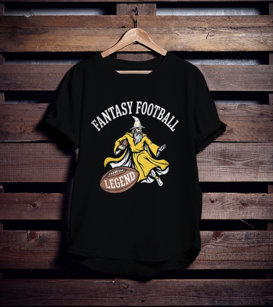 Fantasy Football Legend Yellow Robe Wizard Running With Ball T-Shirt