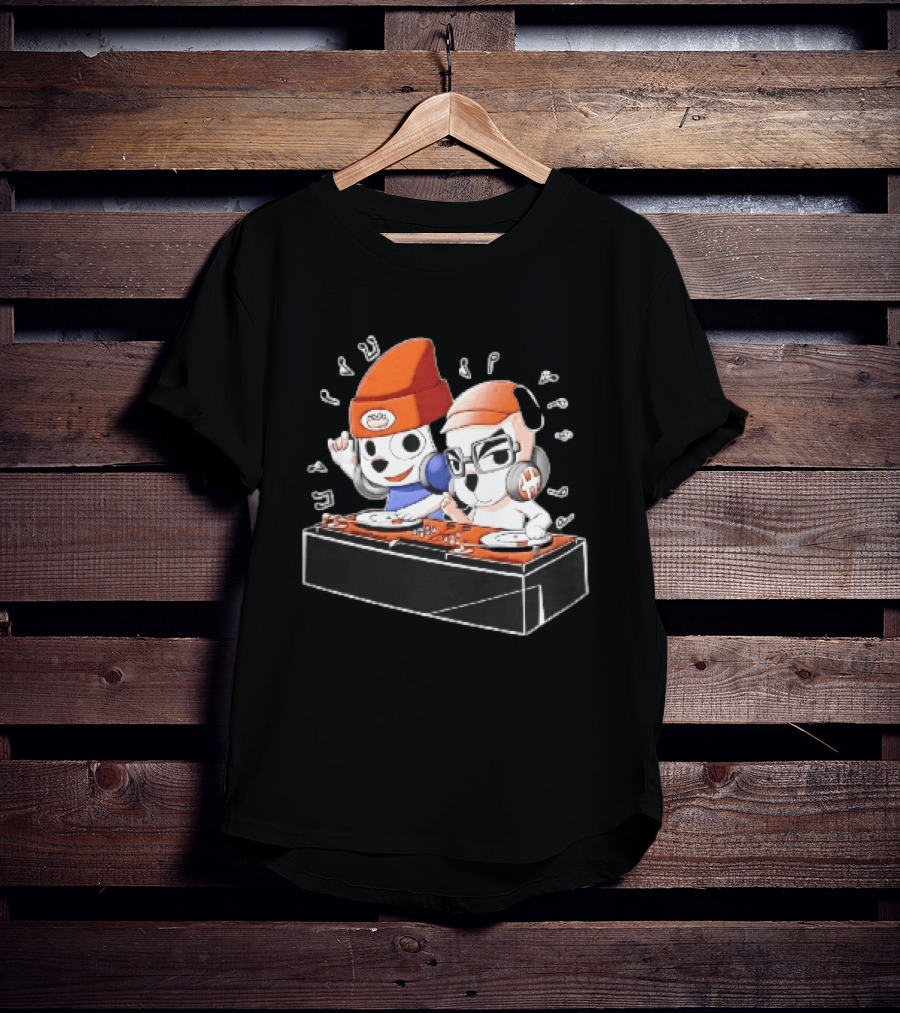 Parappa The Rapper DJ KK Animal Crossing Turntables Music Notes Collaboration T-Shirt