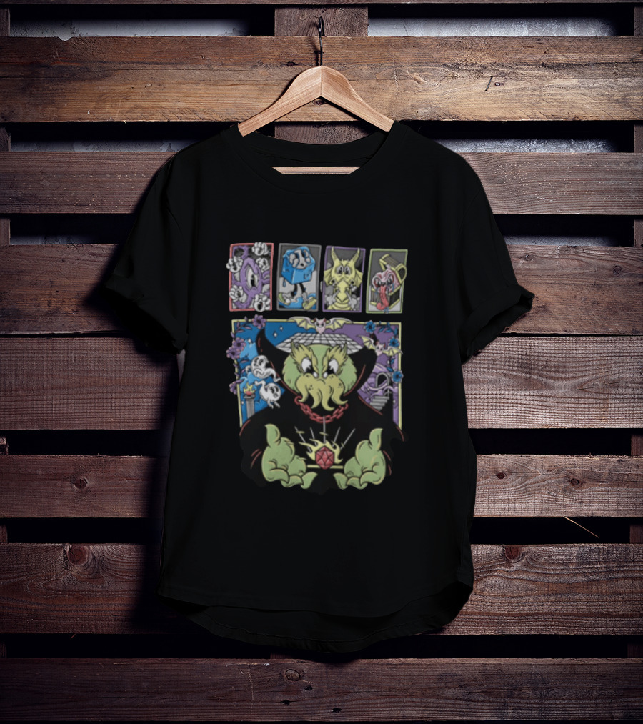 Cthulhu With Dice And Bats Gothic Cartoon T-Shirt