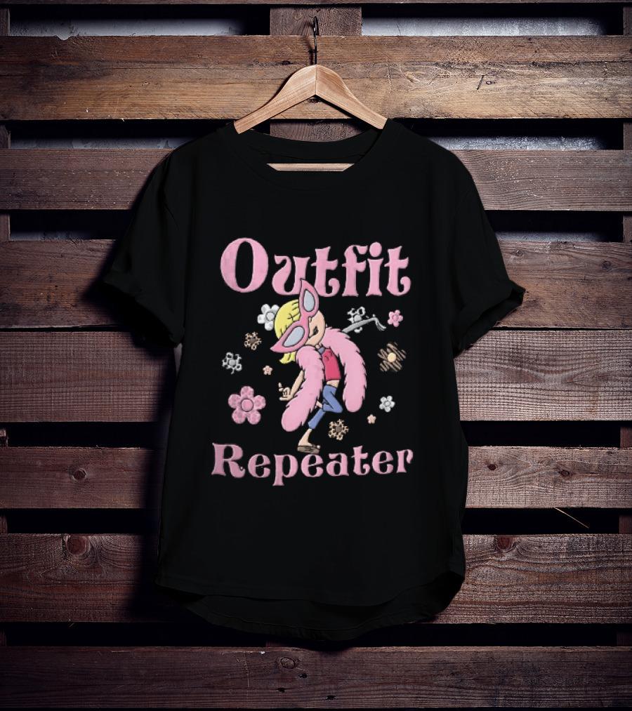 Outfit Repeater Cartoon Girl Pink Sunglasses Floral T-Shirt
