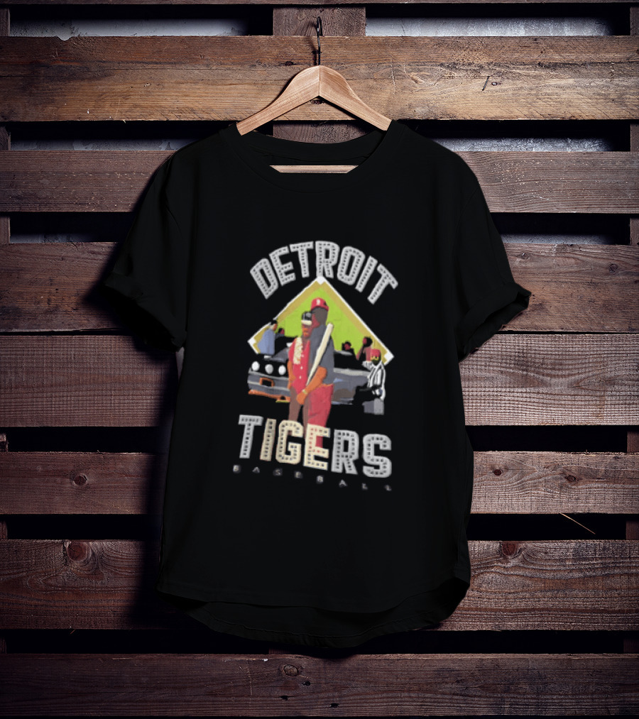 Detroit Tigers Baseball With Car And Figures T-Shirt
