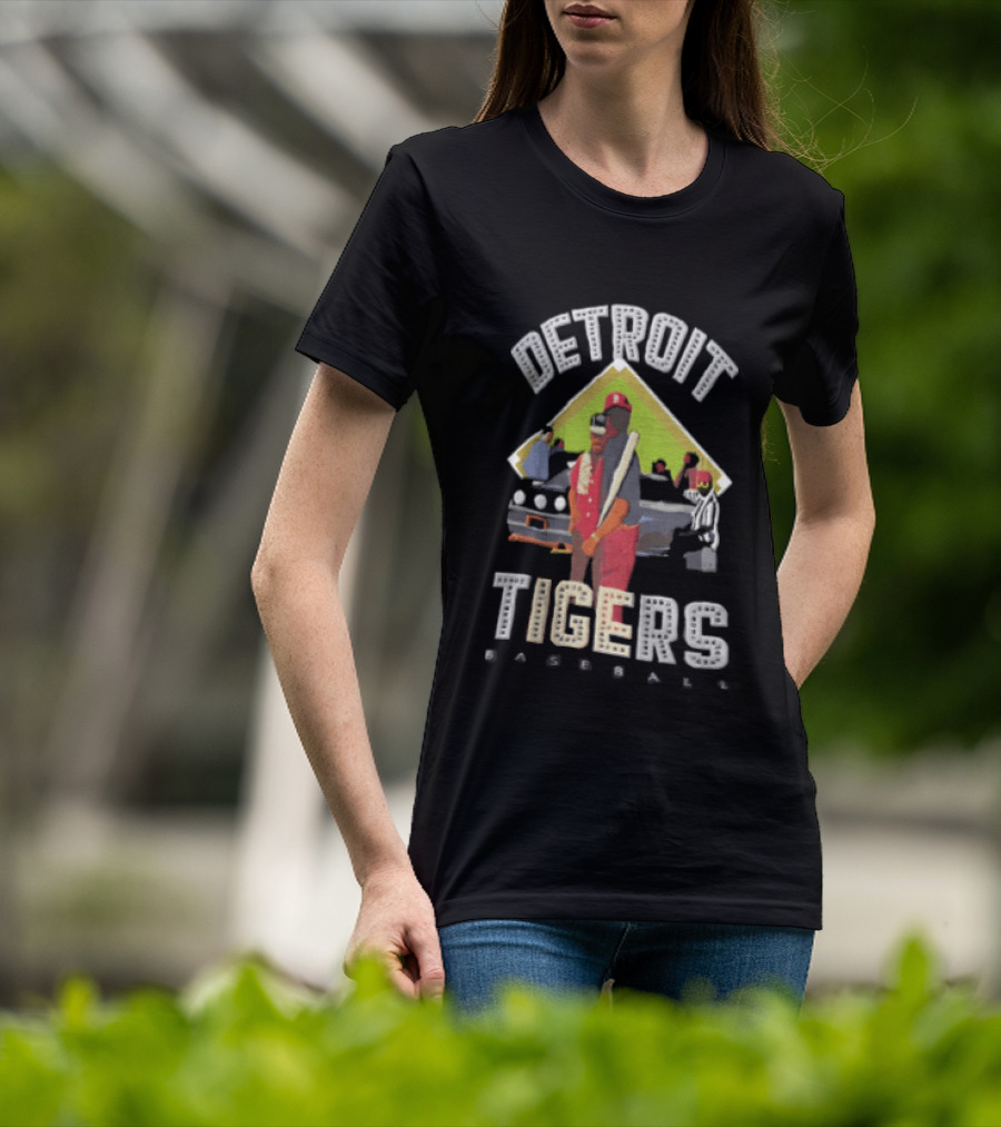 Detroit Tigers Baseball With Car And Figures T-Shirt