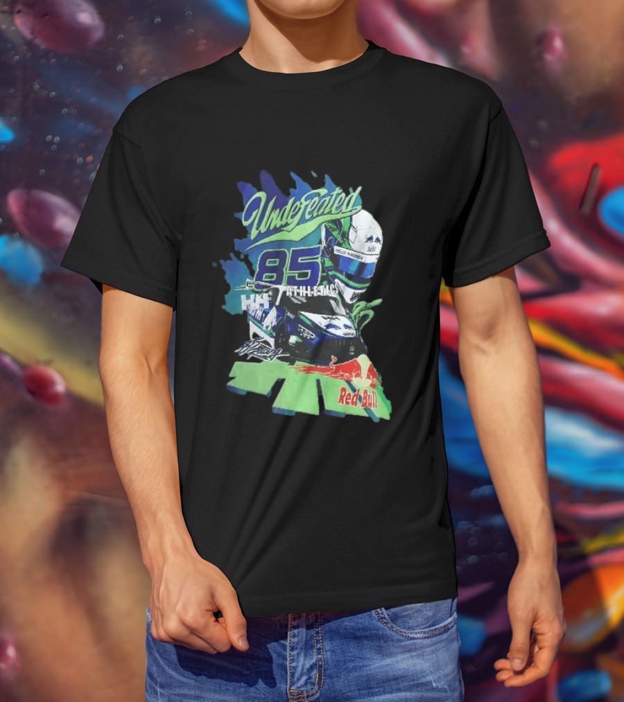 Undefeated 85 Athletics Red Bull Helly Hansen Race Car Helmet Splashes T-Shirt