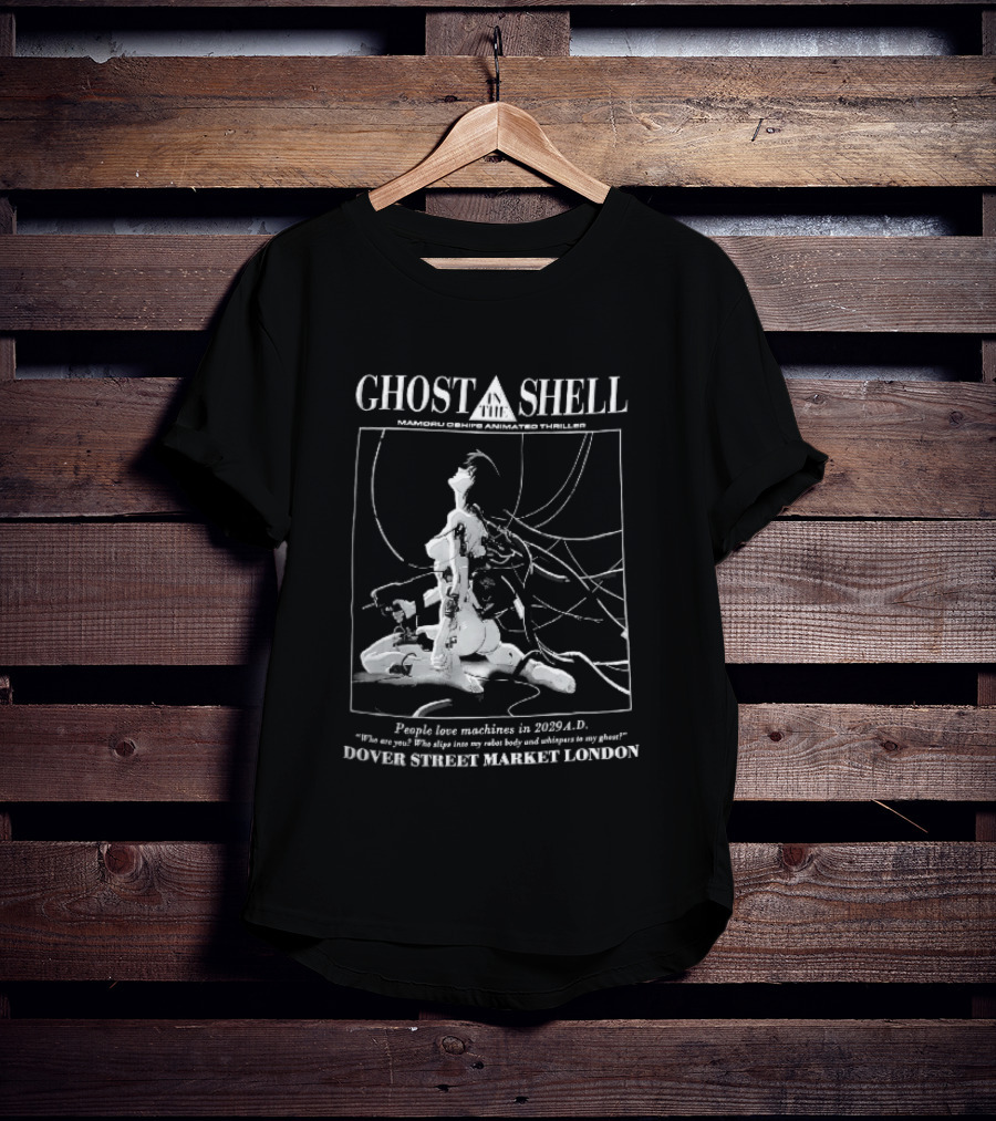 Dover Street Market London Ghost In The Shell Mamoru Oshii 2029 Cyborg Female Wires Gun People Love Machines T-Shirt