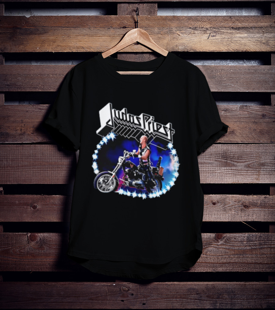 Judas Priest Rob Halford Motorcycle Star Lights T-Shirt
