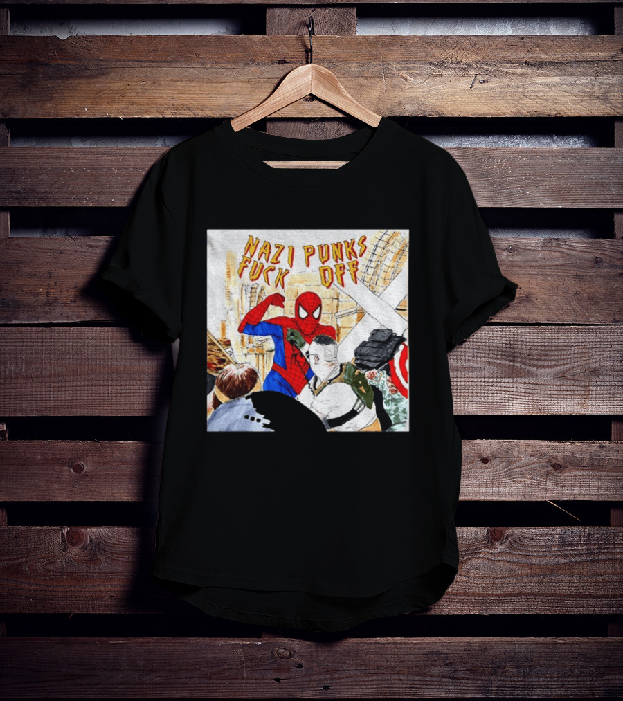 Nazi Punks Fuck Off Spiderman Characters Beating Minneapolis Police Pointing Meme T-Shirt