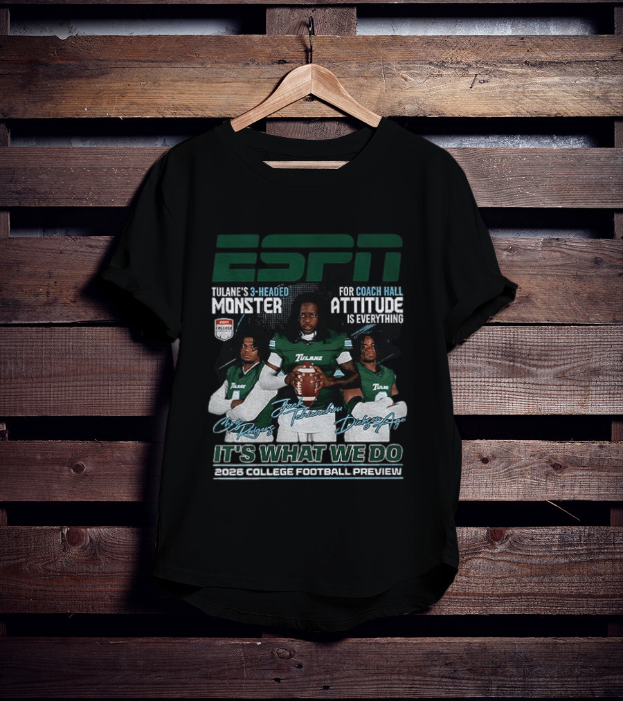 ESPN Tulane's 3 Headed Monster Chris Rodgers Jack Tehienchou Dickson Agu College Football Preview T-Shirt