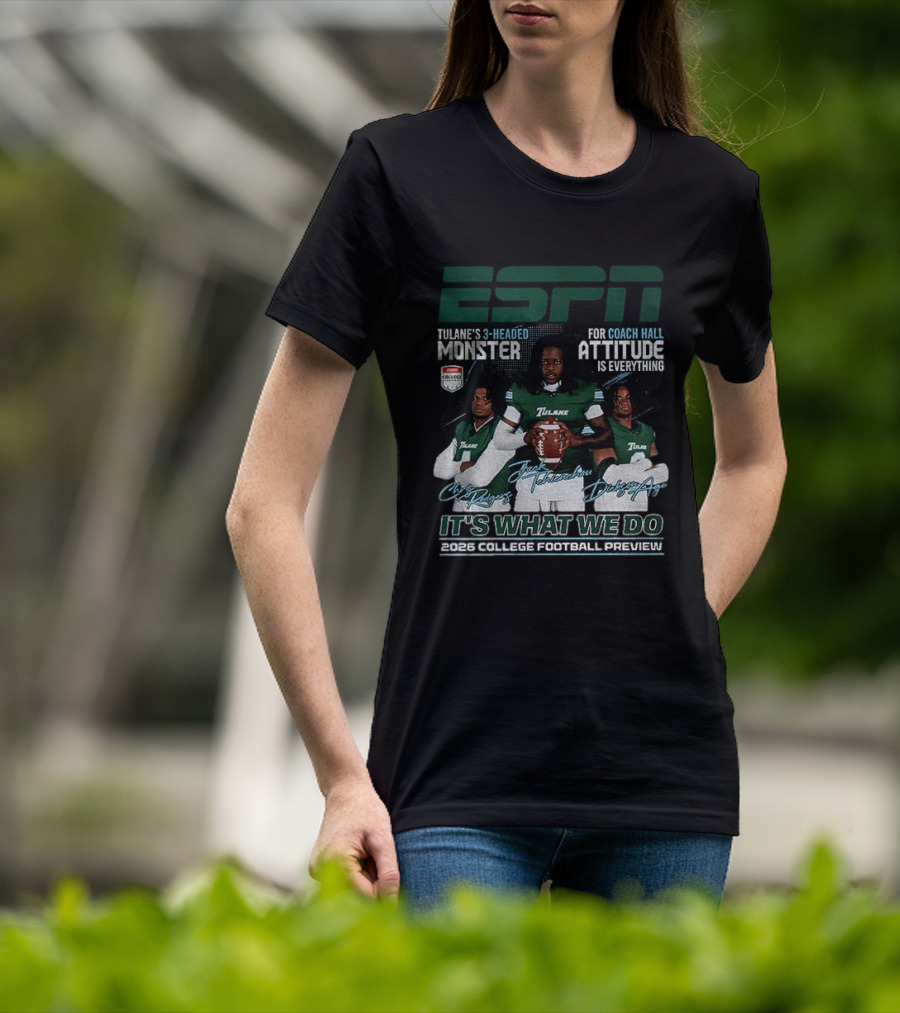 ESPN Tulane's 3 Headed Monster Chris Rodgers Jack Tehienchou Dickson Agu College Football Preview T-Shirt
