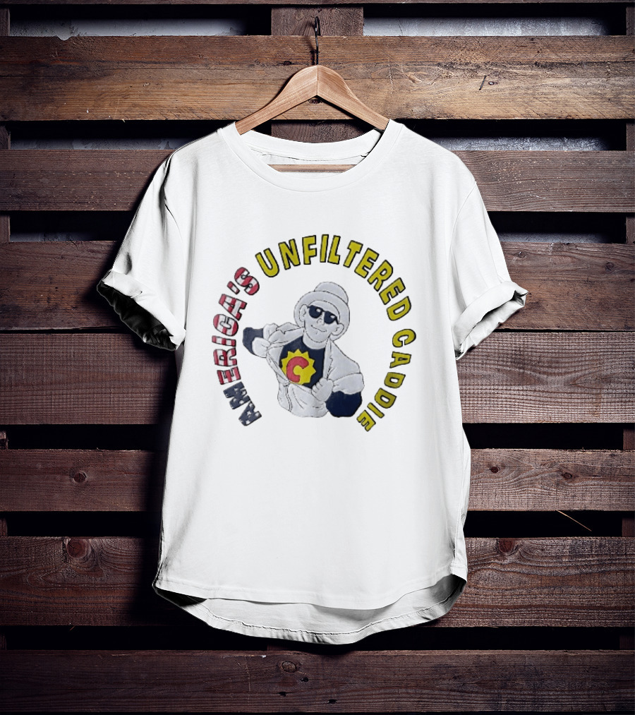 America's Unfiltered Caddie Cartoon Superhero Ripping Open Jumpsuit T-Shirt