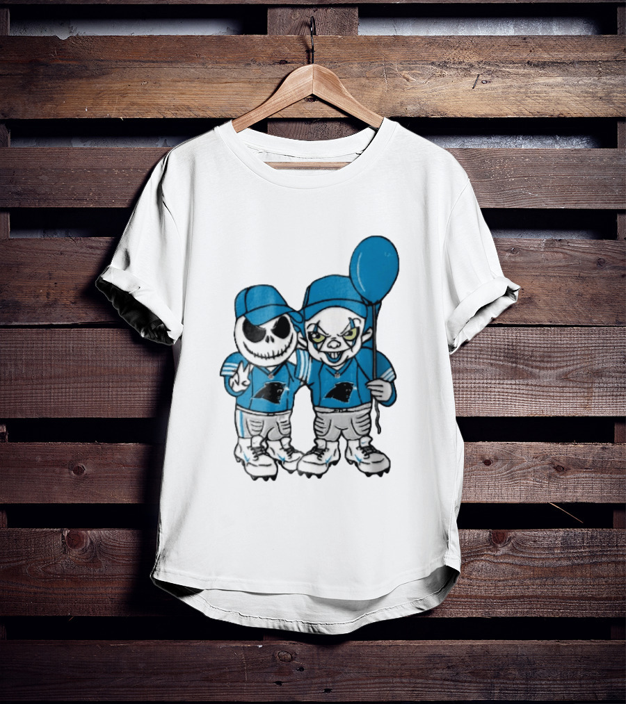 Carolina Panthers Jack Skellington Pennywise Blue Balloon Cartoon T-Shirt