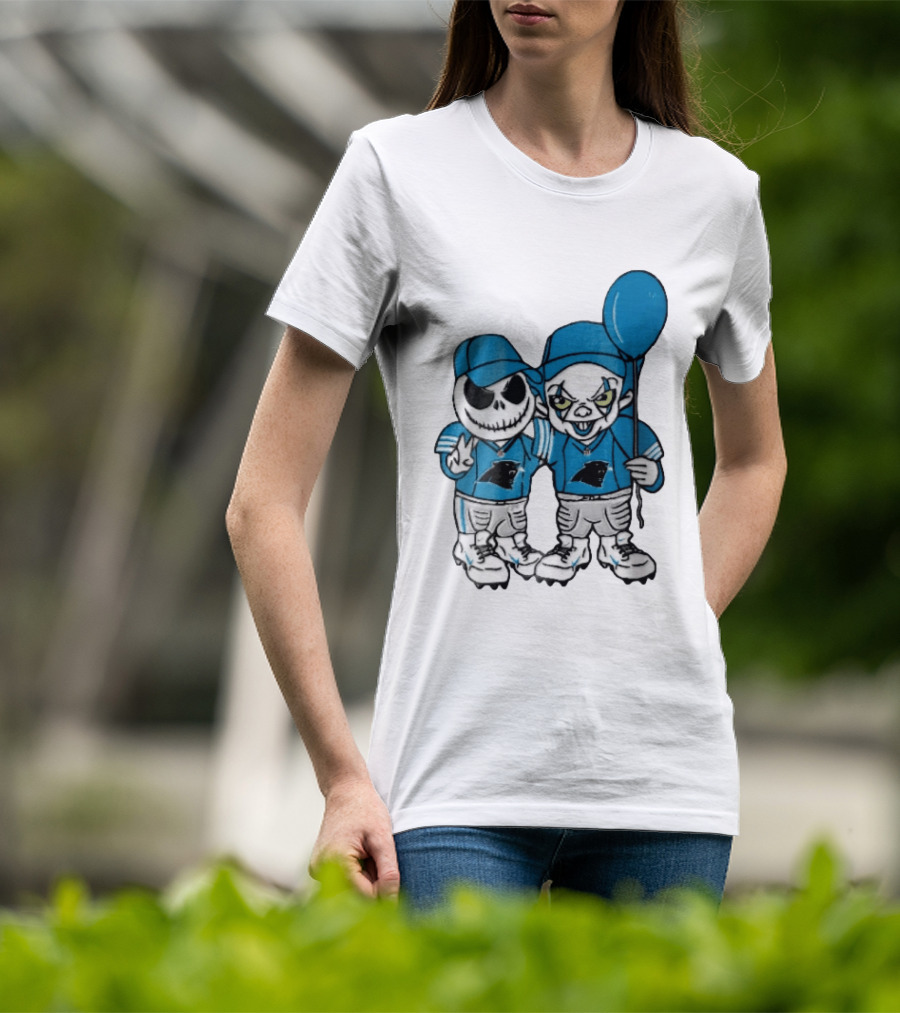 Carolina Panthers Jack Skellington Pennywise Blue Balloon Cartoon T-Shirt