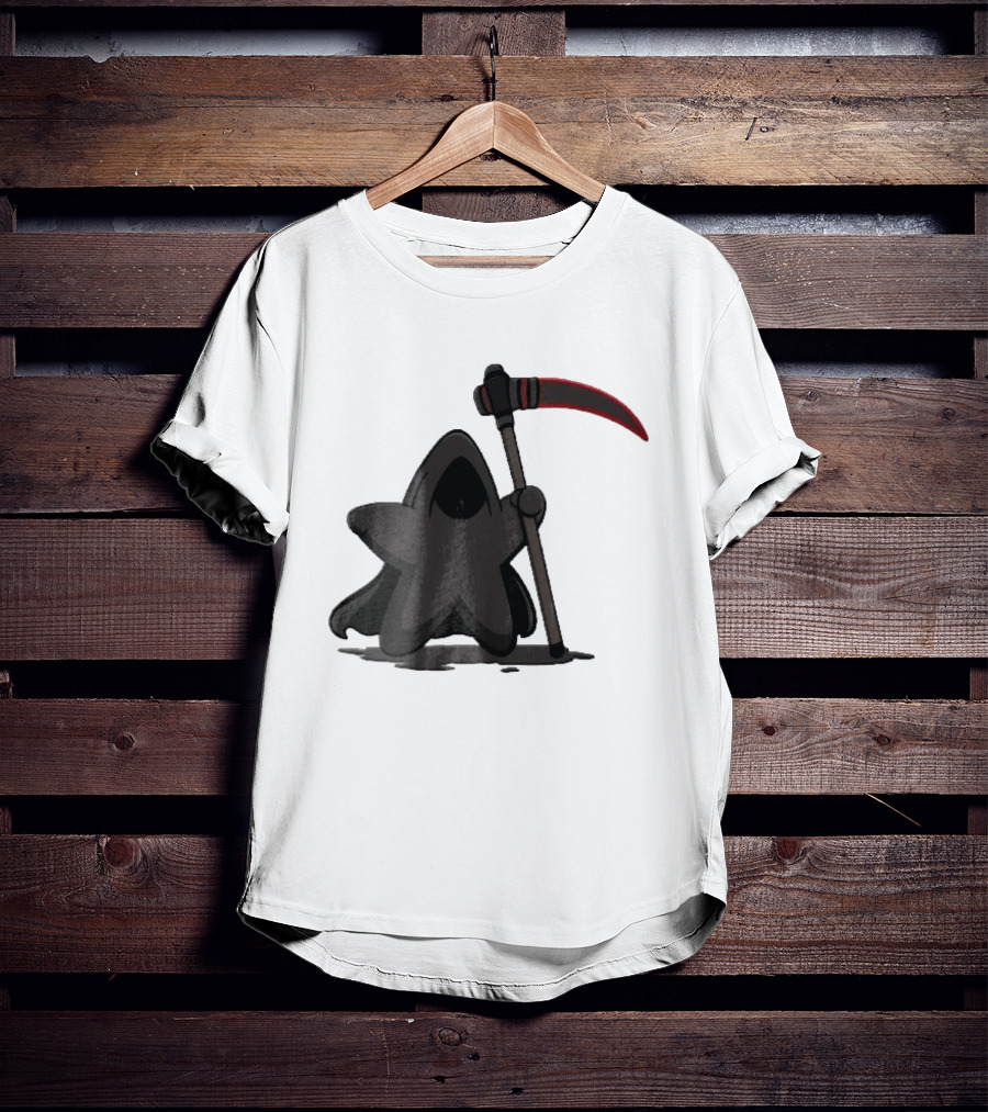 Cartoon Star Grim Reaper Cloak Red Lightsaber Scythe T-Shirt