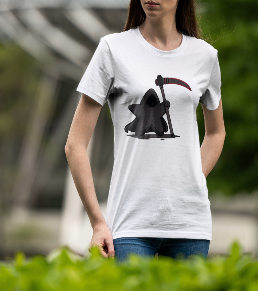 Cartoon Star Grim Reaper Cloak Red Lightsaber Scythe T-Shirt
