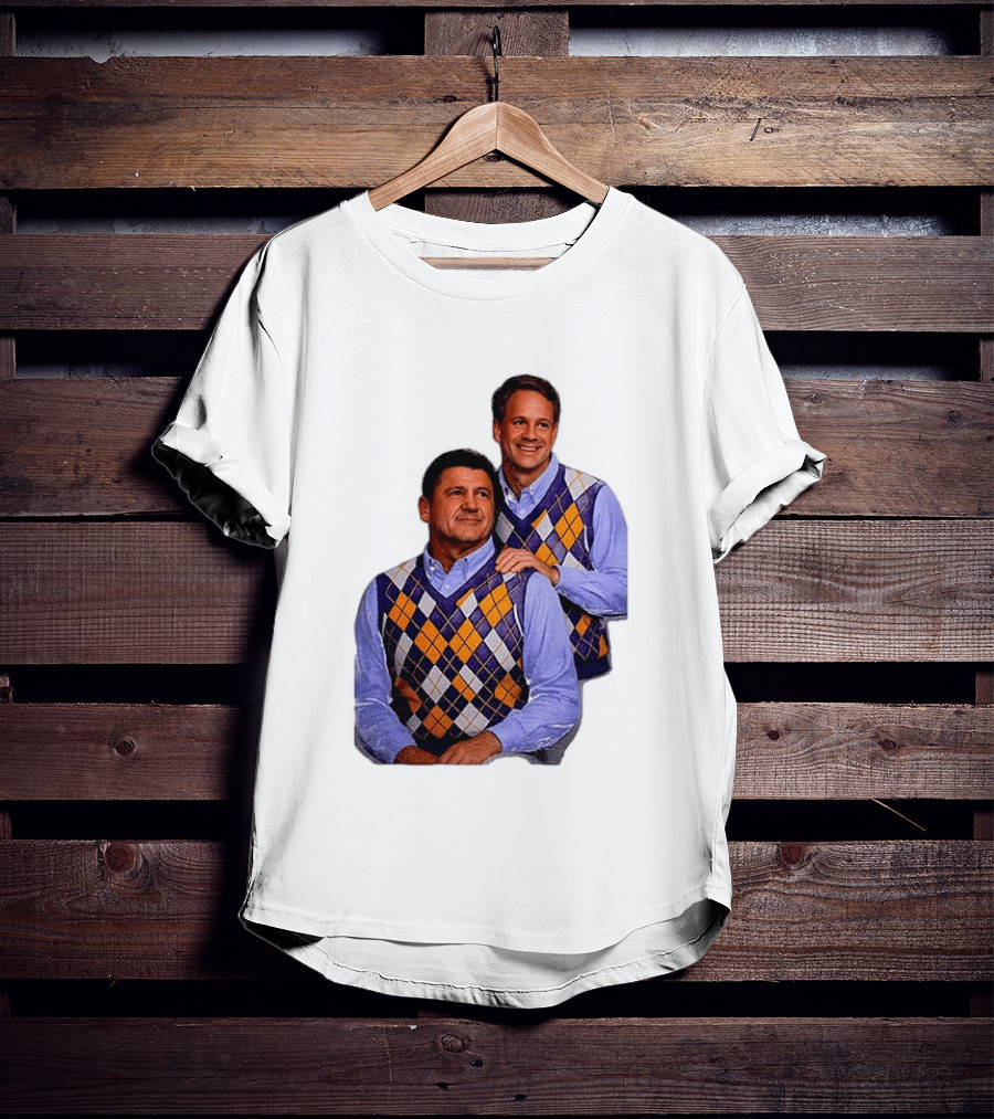 LSU Tigers Ed Orgeron Vs Kim Mulkey Argyle Sweater Coaches T-Shirt