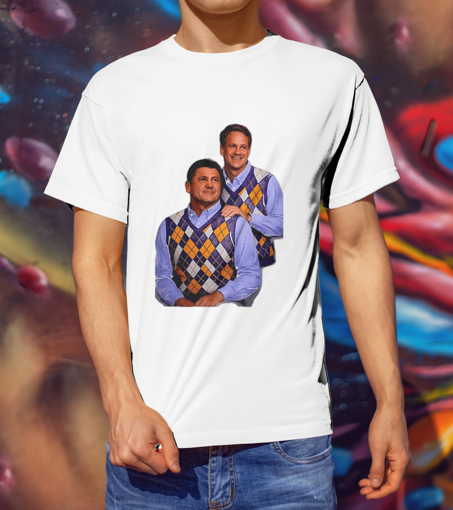 LSU Tigers Ed Orgeron Vs Kim Mulkey Argyle Sweater Coaches T-Shirt