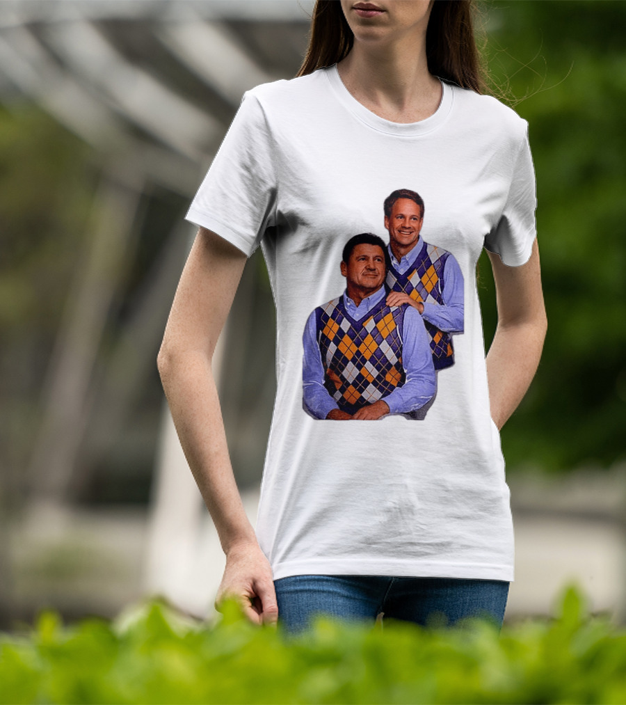 LSU Tigers Ed Orgeron Vs Kim Mulkey Argyle Sweater Coaches T-Shirt