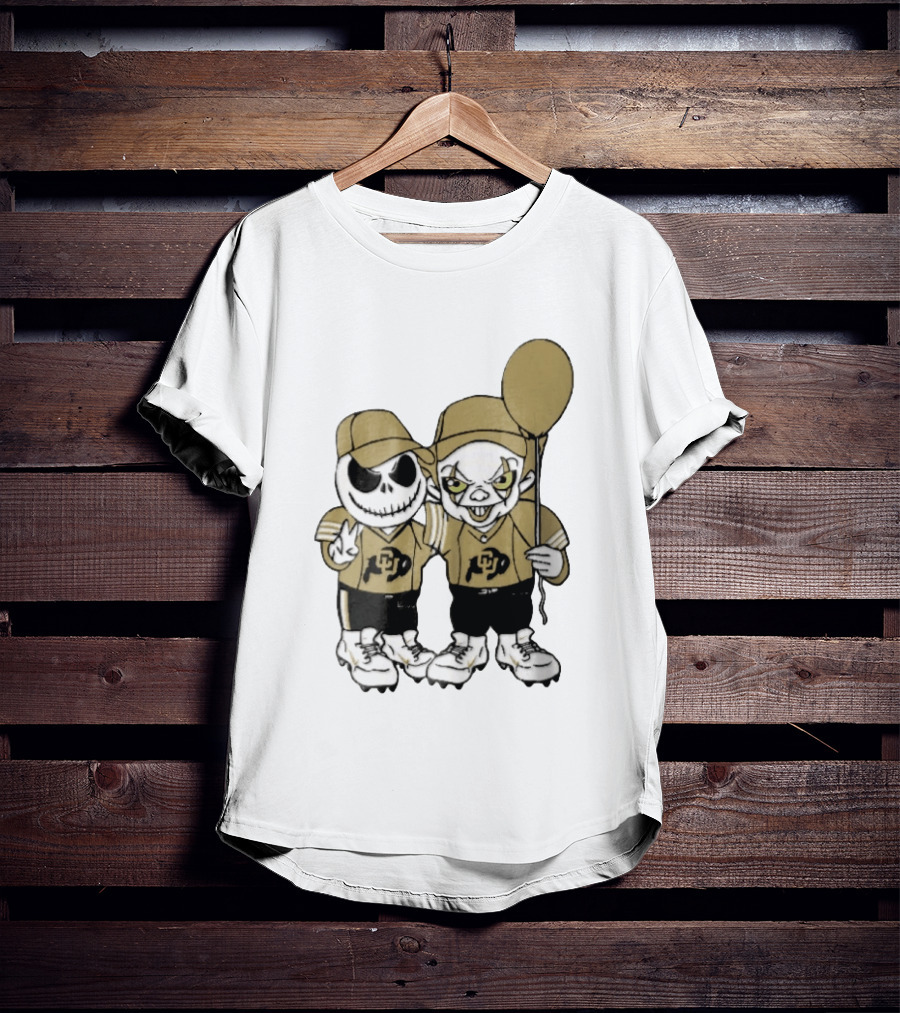 Colorado Buffaloes NCAA Jack Skellington Clown With Balloon Football T-Shirt