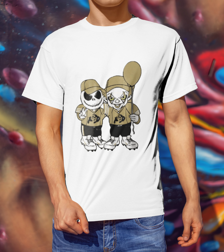 Colorado Buffaloes NCAA Jack Skellington Clown With Balloon Football T-Shirt