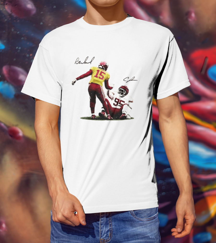 Kansas City Chiefs Mahomes 15 Jones 95 Football Player Signatures T-Shirt