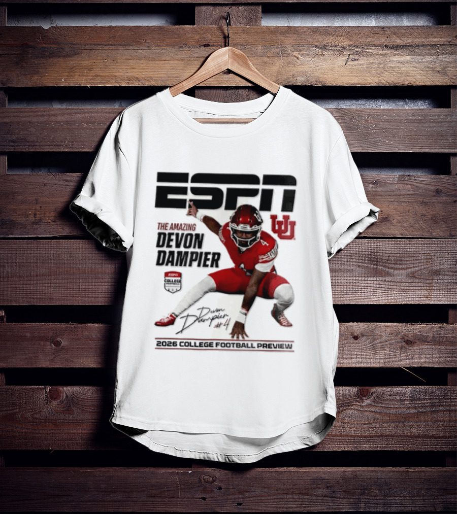 ESPN College Football 2026 Preview Devon Dampier Utah Utes T-Shirt