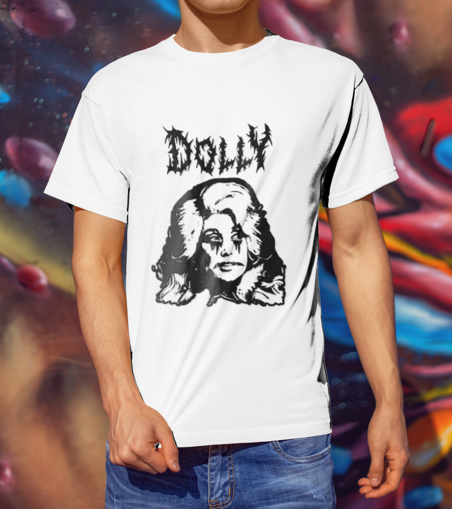 Dolly Parton Corpse Paint Bouffant Halftone Caricature T-Shirt