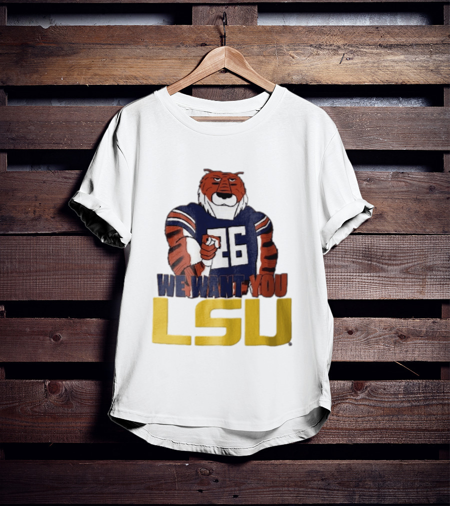 LSU Tigers We Want You Number 26 Mascot Pointing T-Shirt
